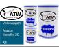 Preview: Volkswagen, Alaska Metallic 2C, X4: 500ml Lackdose + 500ml Klarlack + 250ml Härter - Set, von ATW Autoteile West.